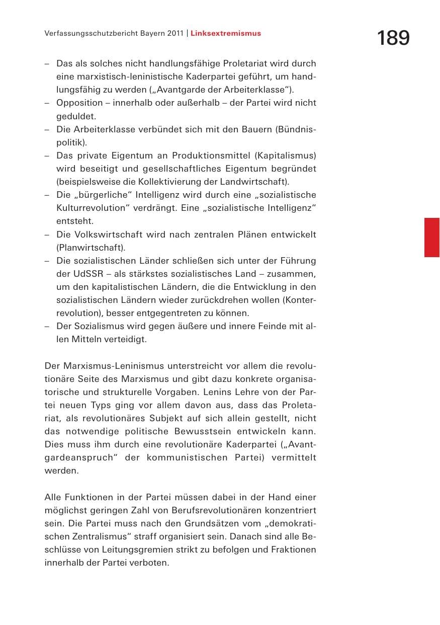 Seite 191 des Verfassungsschutzbericht 2011 Bayern
