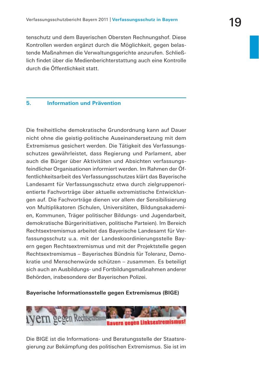 Seite 21 des Verfassungsschutzbericht 2011 Bayern