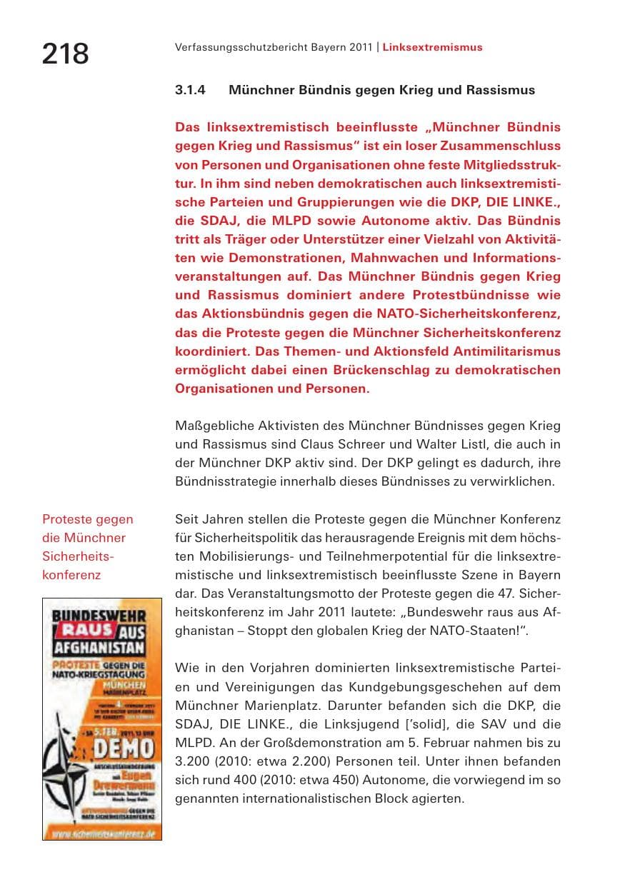 Seite 220 des Verfassungsschutzbericht 2011 Bayern