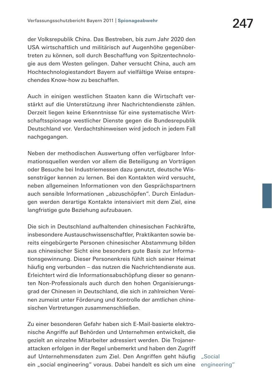 Seite 249 des Verfassungsschutzbericht 2011 Bayern