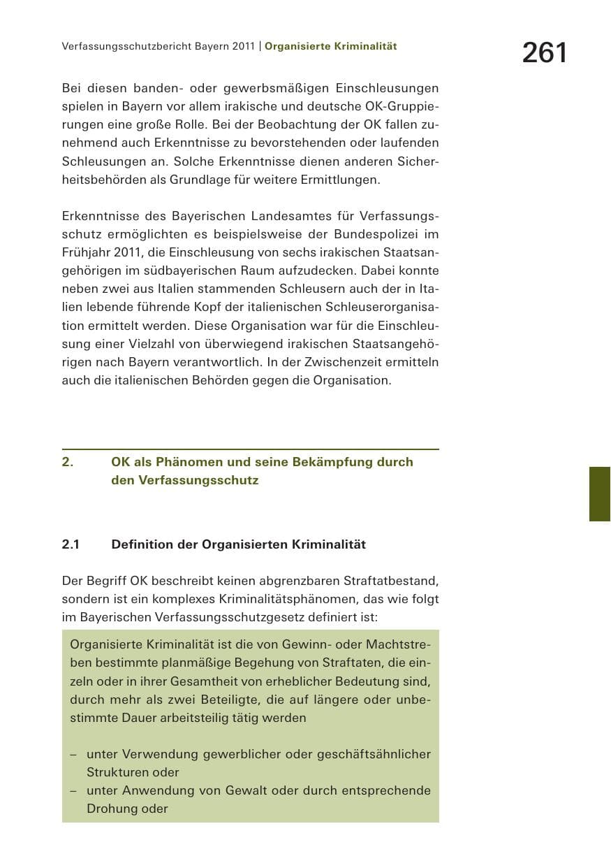 Seite 263 des Verfassungsschutzbericht 2011 Bayern