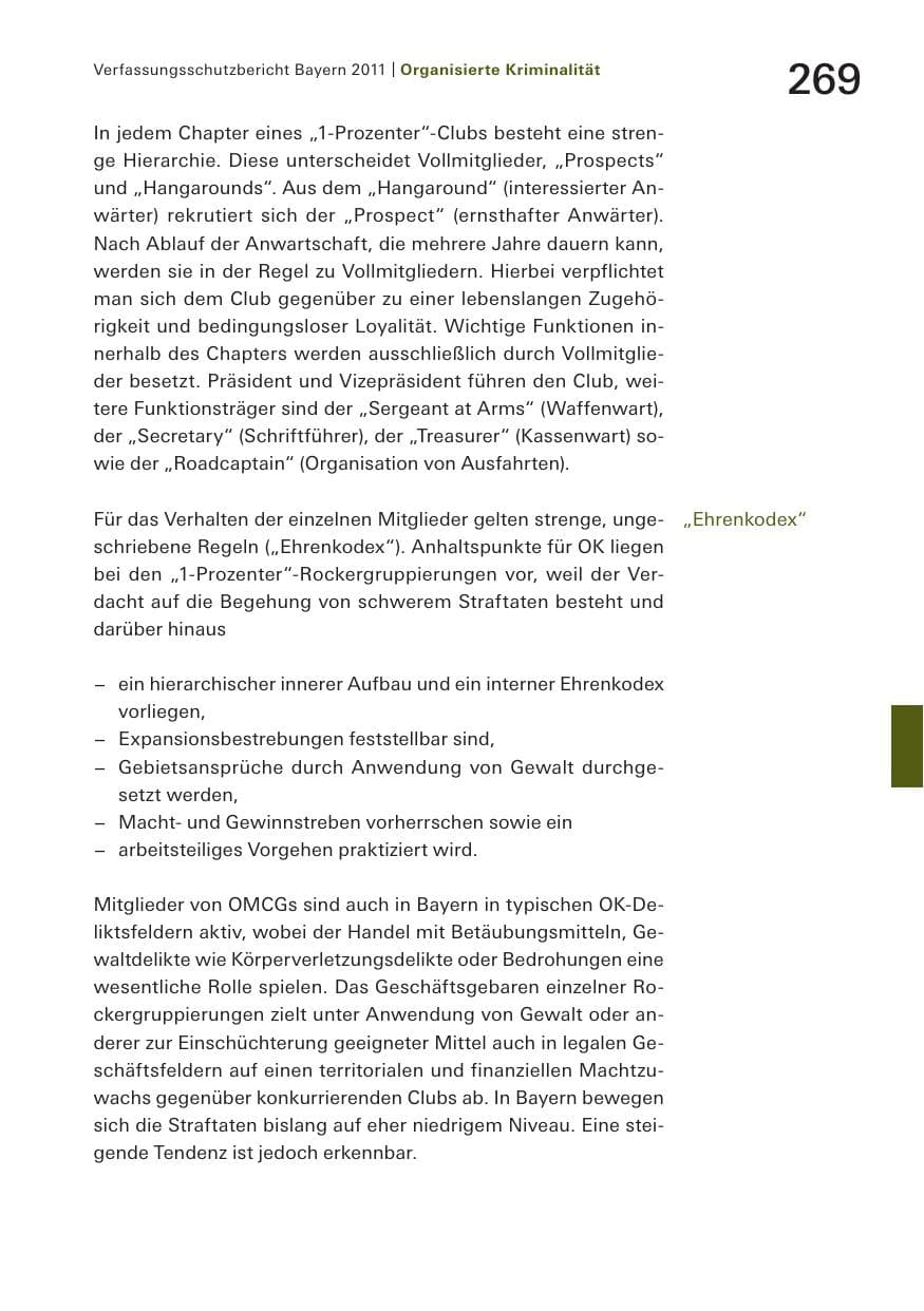Seite 271 des Verfassungsschutzbericht 2011 Bayern