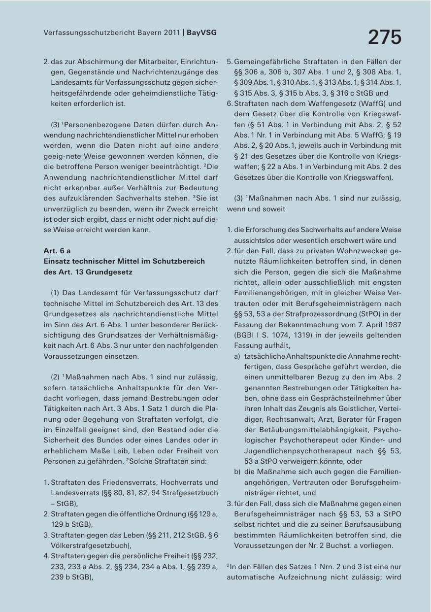Seite 277 des Verfassungsschutzbericht 2011 Bayern