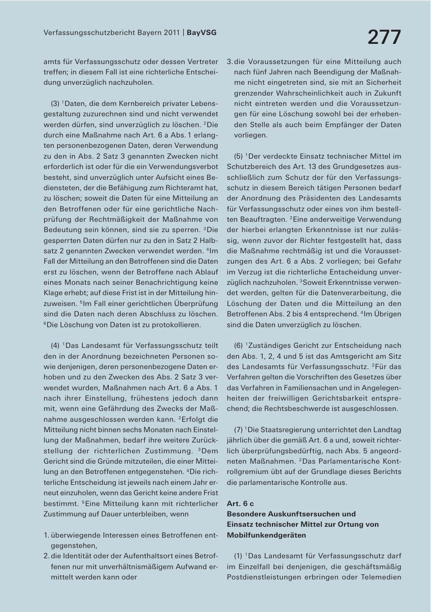 Seite 279 des Verfassungsschutzbericht 2011 Bayern