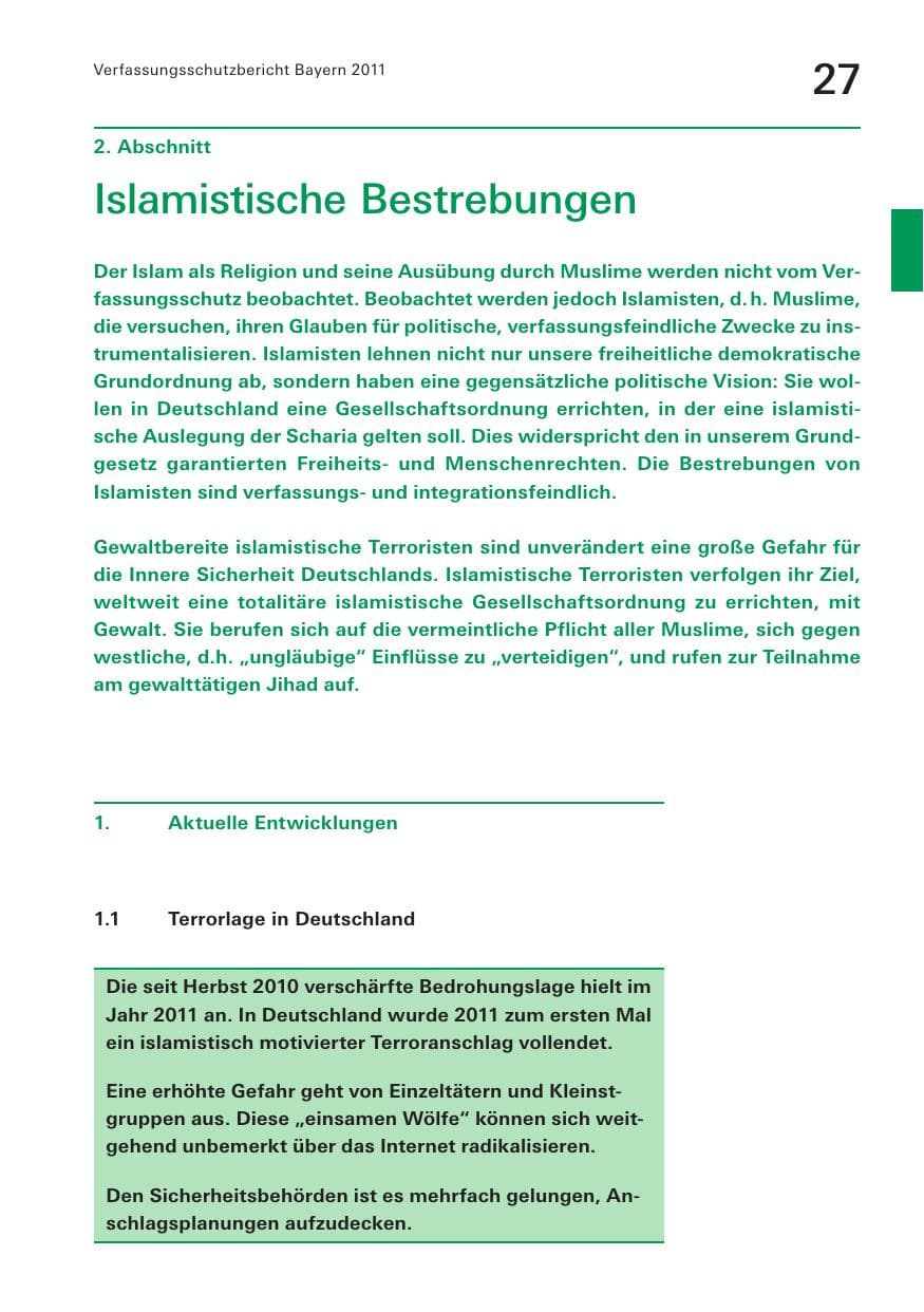 Seite 29 des Verfassungsschutzbericht 2011 Bayern