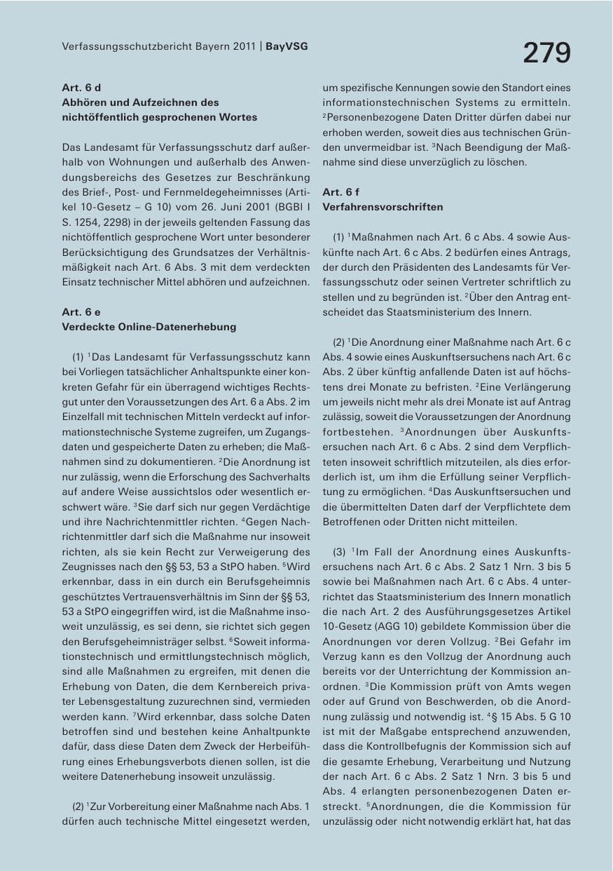 Seite 281 des Verfassungsschutzbericht 2011 Bayern