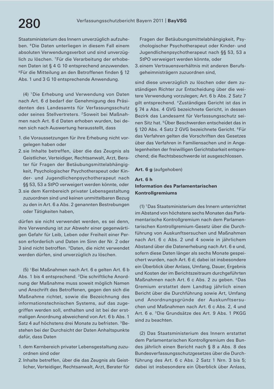 Seite 282 des Verfassungsschutzbericht 2011 Bayern