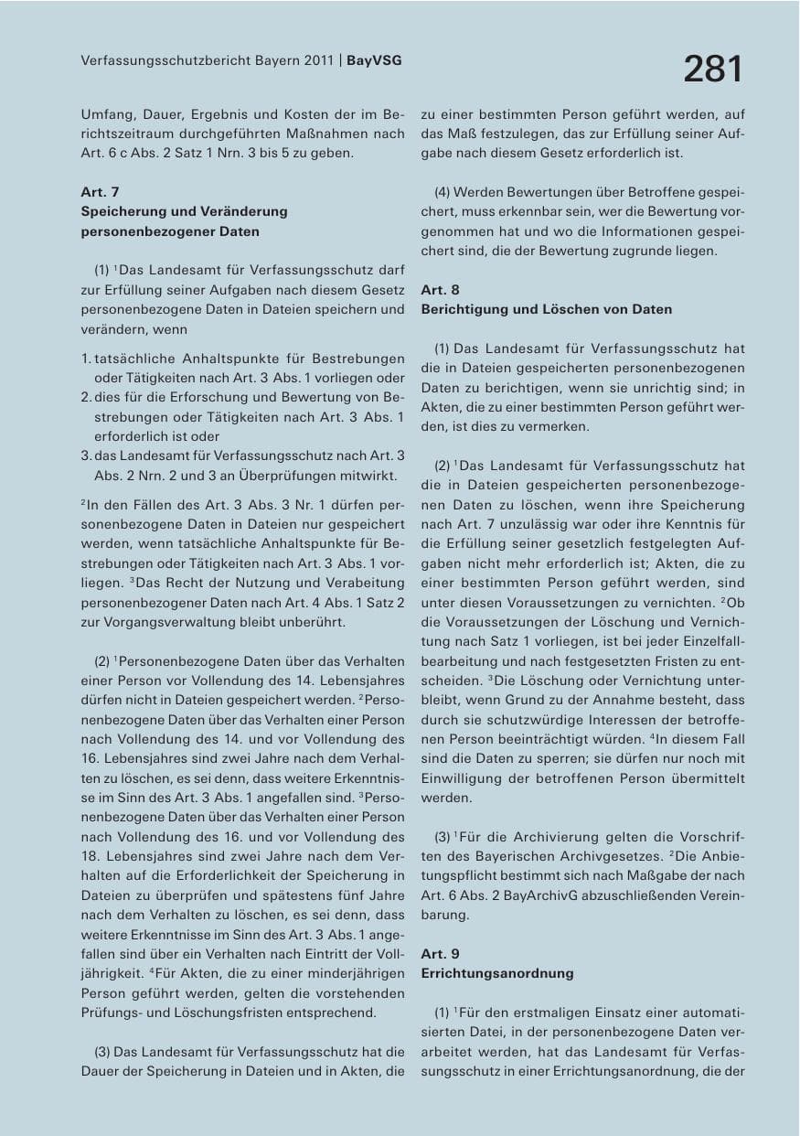 Seite 283 des Verfassungsschutzbericht 2011 Bayern