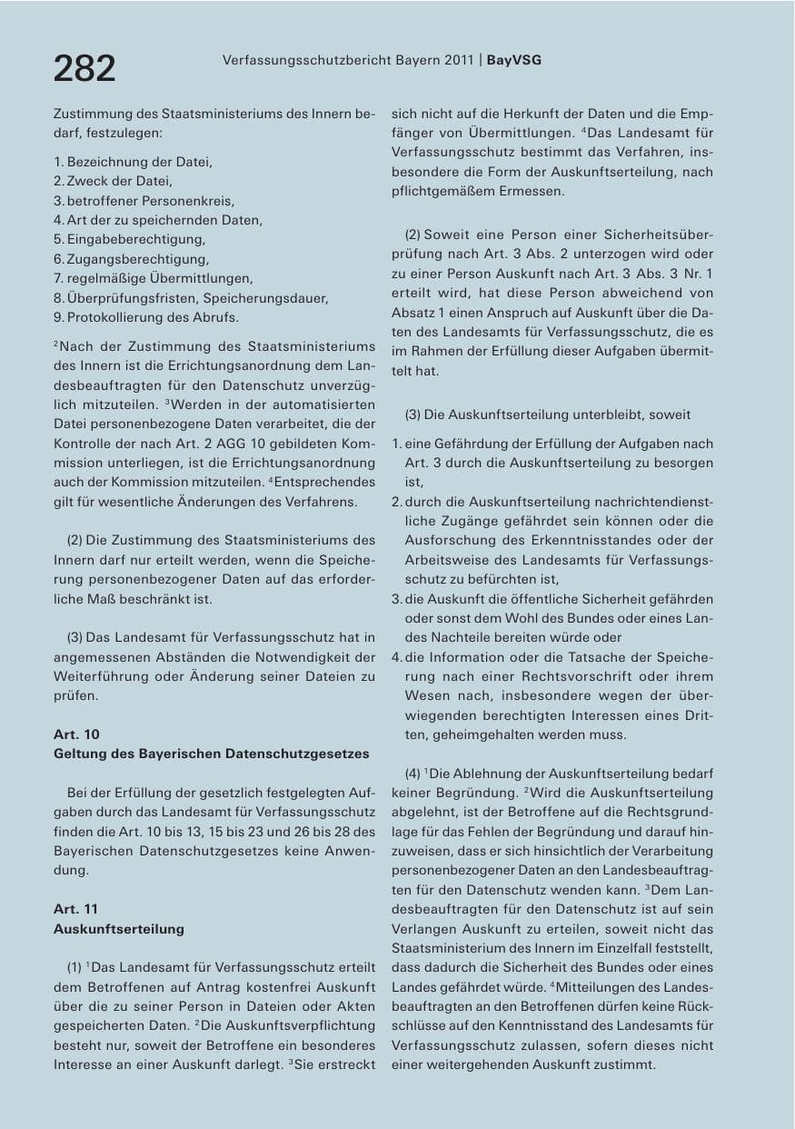Seite 284 des Verfassungsschutzbericht 2011 Bayern