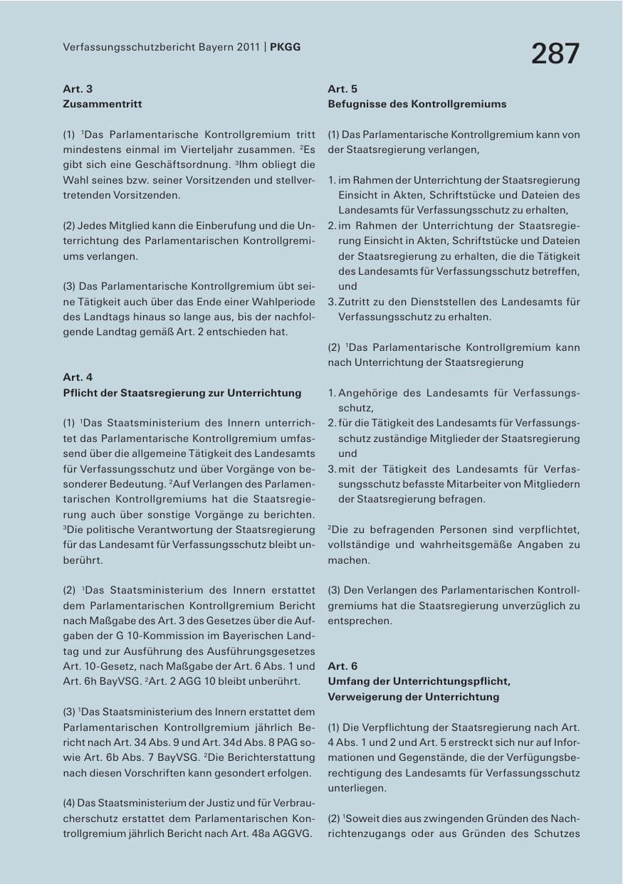 Seite 289 des Verfassungsschutzbericht 2011 Bayern