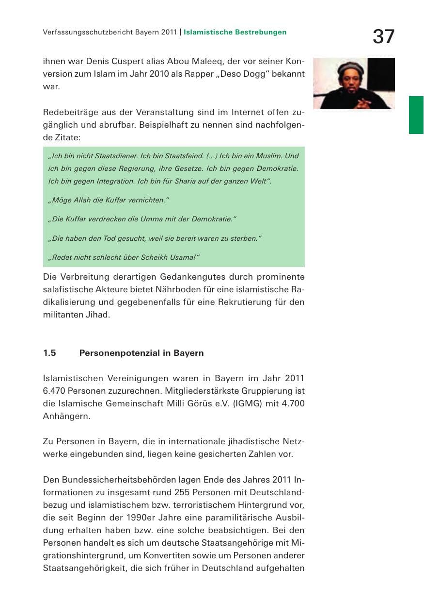 Seite 39 des Verfassungsschutzbericht 2011 Bayern