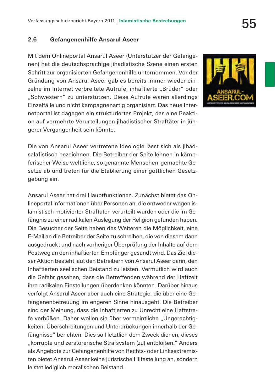 Seite 57 des Verfassungsschutzbericht 2011 Bayern