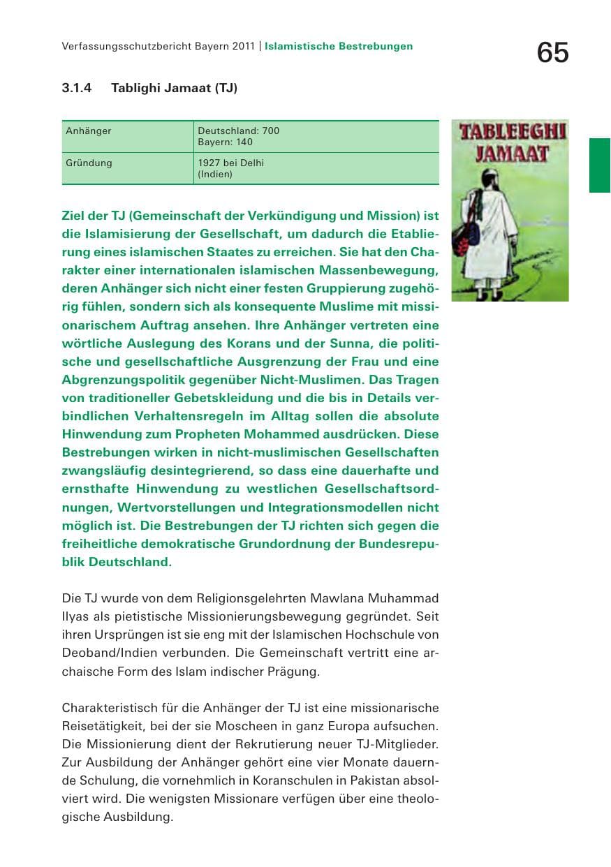 Seite 67 des Verfassungsschutzbericht 2011 Bayern