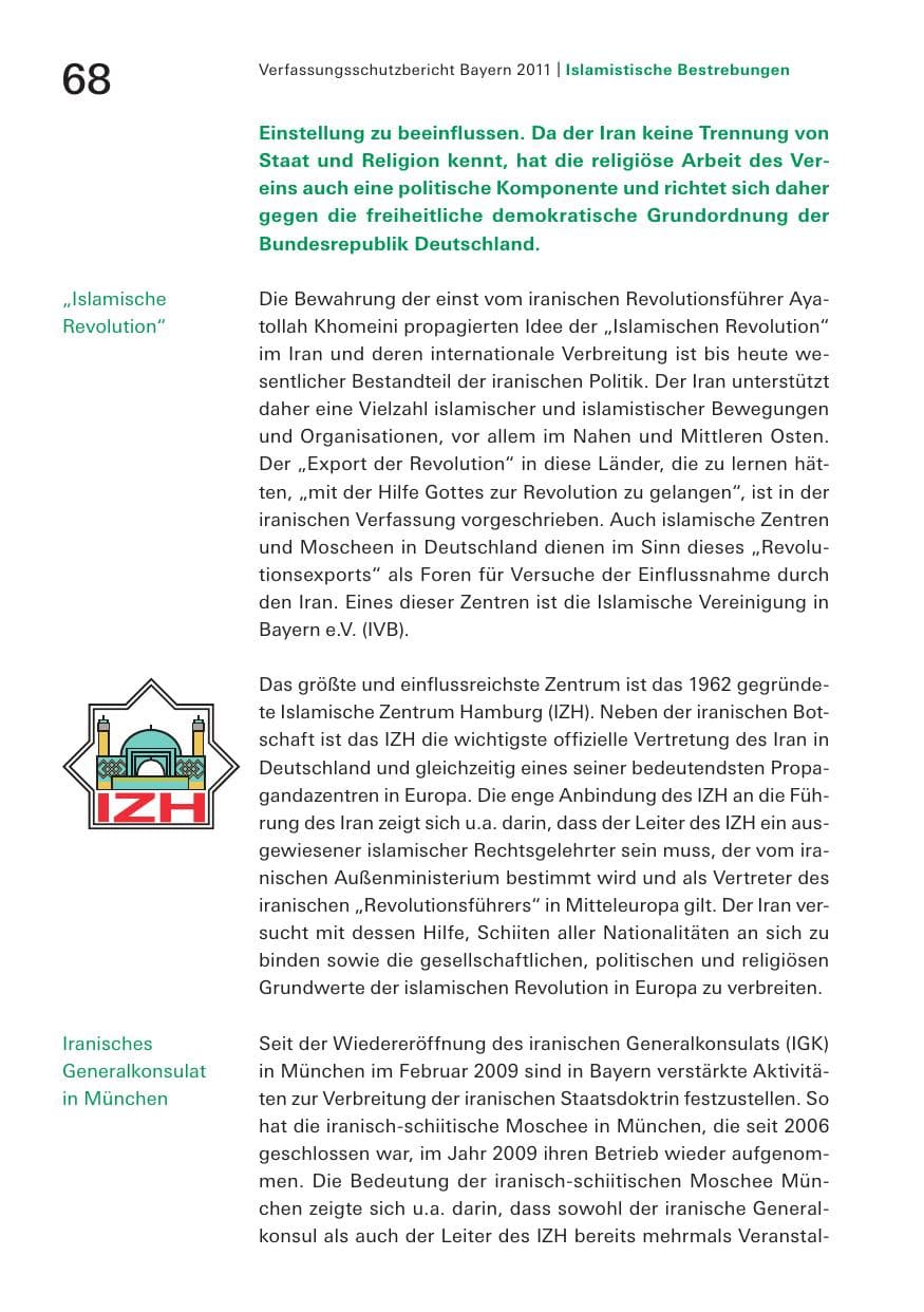 Seite 70 des Verfassungsschutzbericht 2011 Bayern