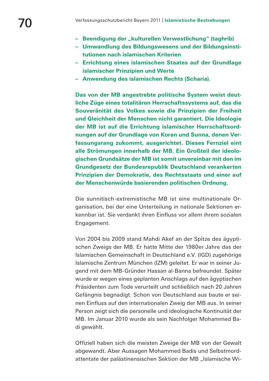 Seite 72 des Verfassungsschutzbericht 2011 Bayern