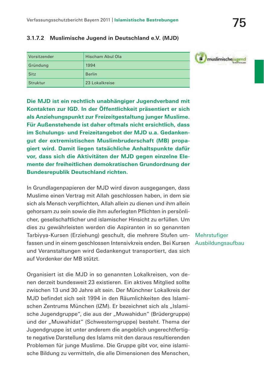 Seite 77 des Verfassungsschutzbericht 2011 Bayern