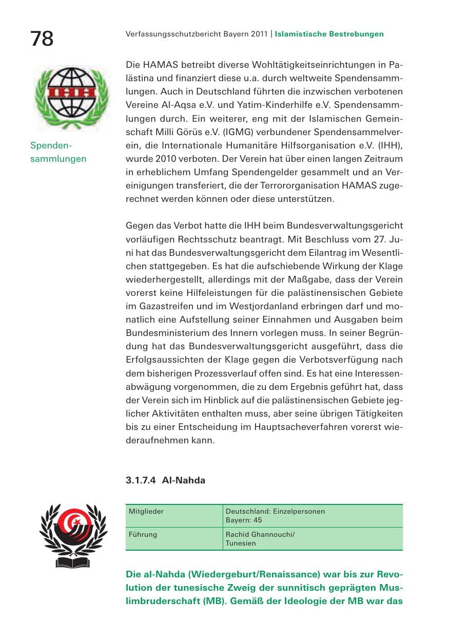 Seite 80 des Verfassungsschutzbericht 2011 Bayern
