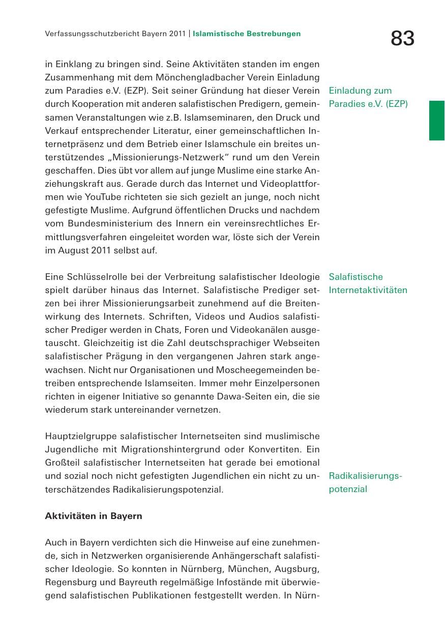 Seite 85 des Verfassungsschutzbericht 2011 Bayern