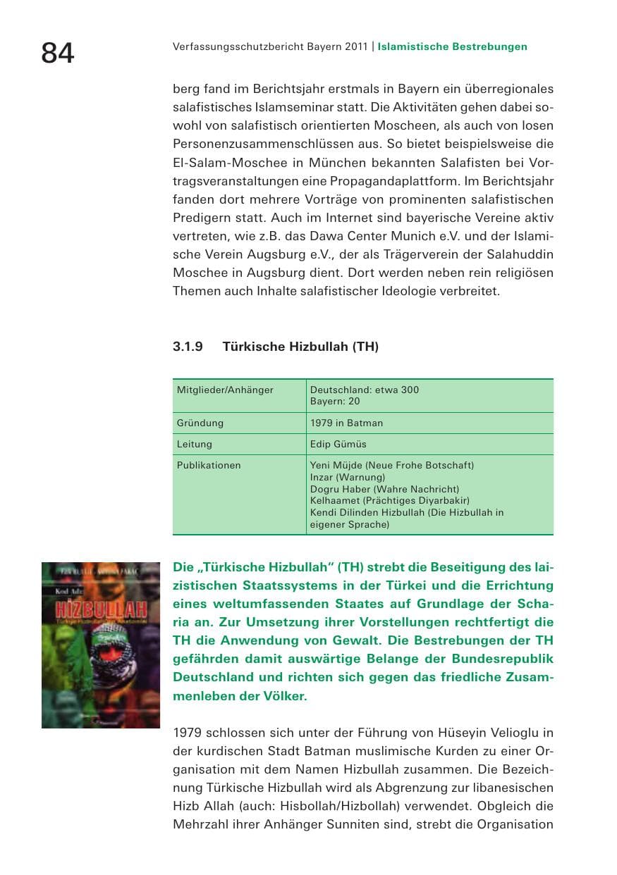 Seite 86 des Verfassungsschutzbericht 2011 Bayern