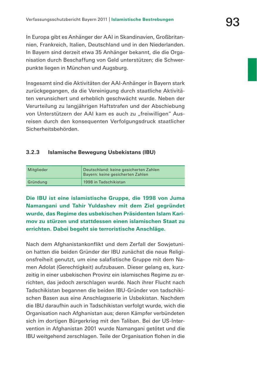 Seite 95 des Verfassungsschutzbericht 2011 Bayern