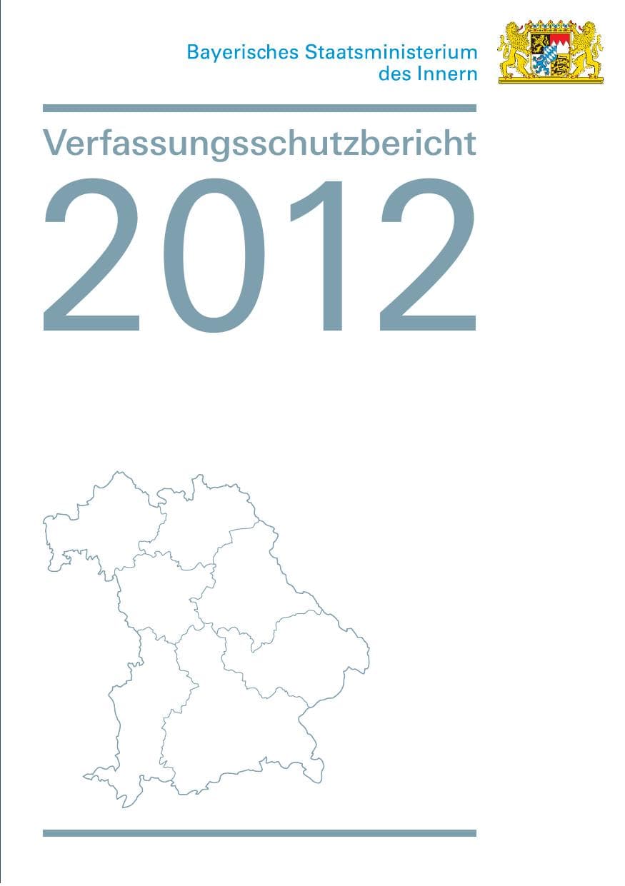 Seite 1 des Verfassungsschutzbericht 2012 Bayern