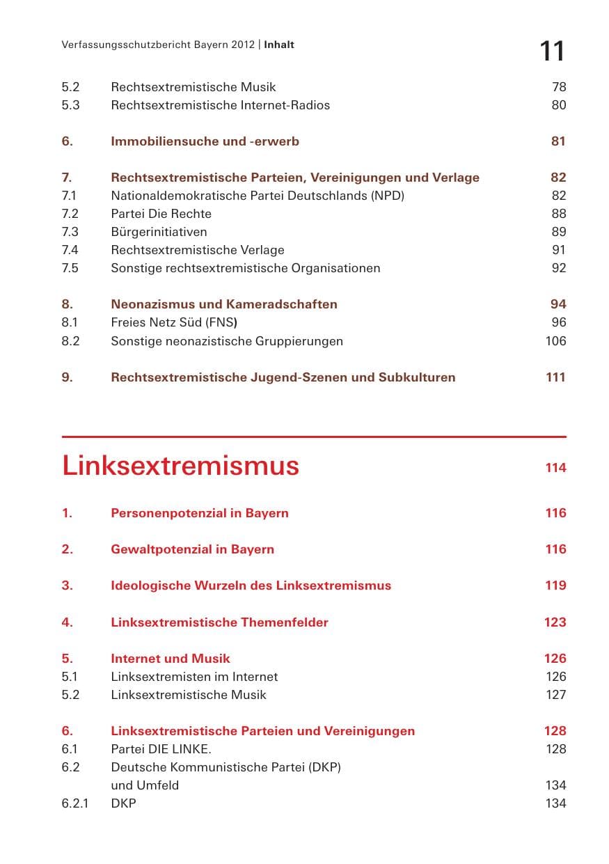 Seite 11 des Verfassungsschutzbericht 2012 Bayern