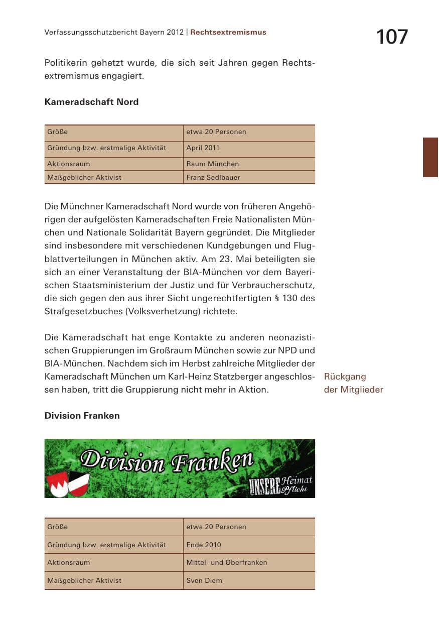 Seite 107 des Verfassungsschutzbericht 2012 Bayern
