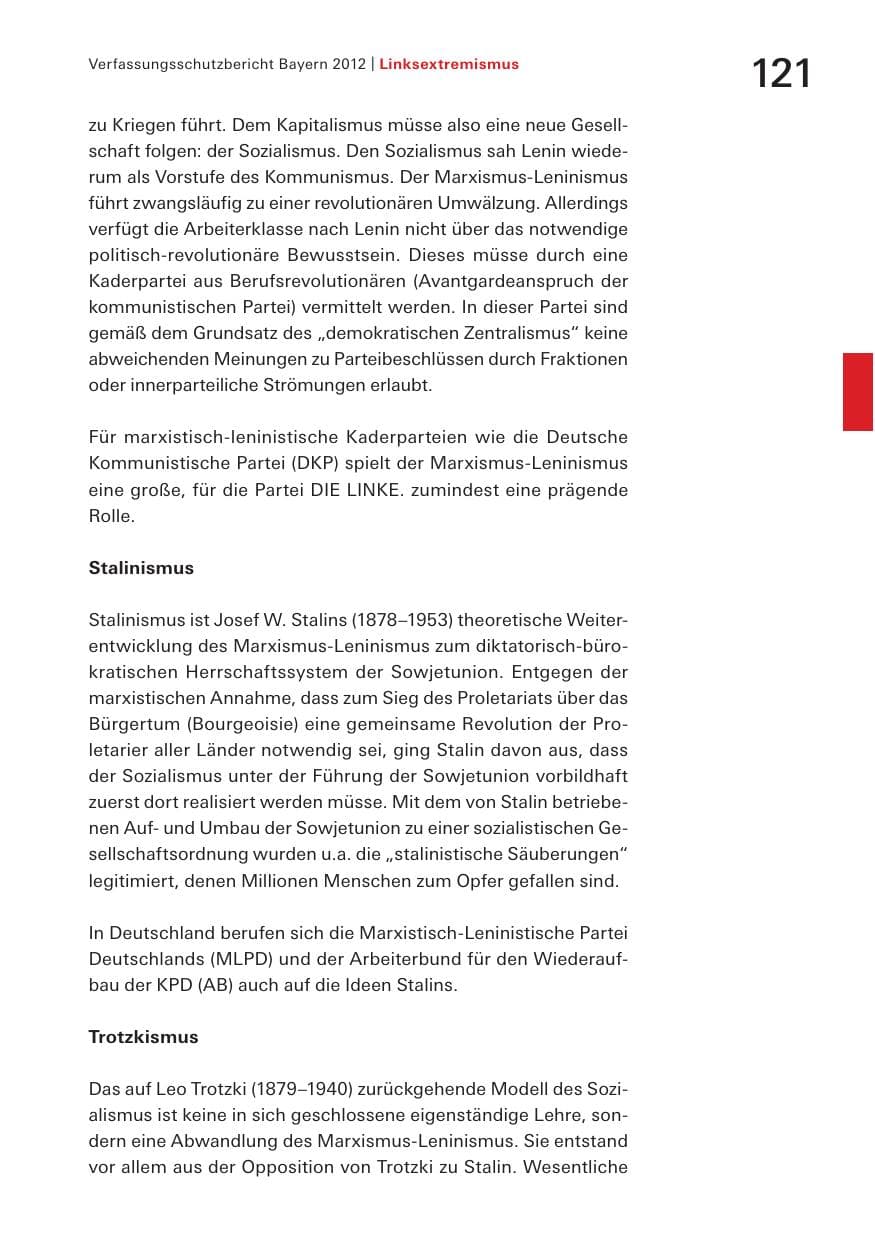 Seite 121 des Verfassungsschutzbericht 2012 Bayern