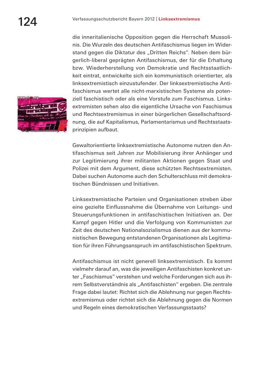 Seite 124 des Verfassungsschutzbericht 2012 Bayern