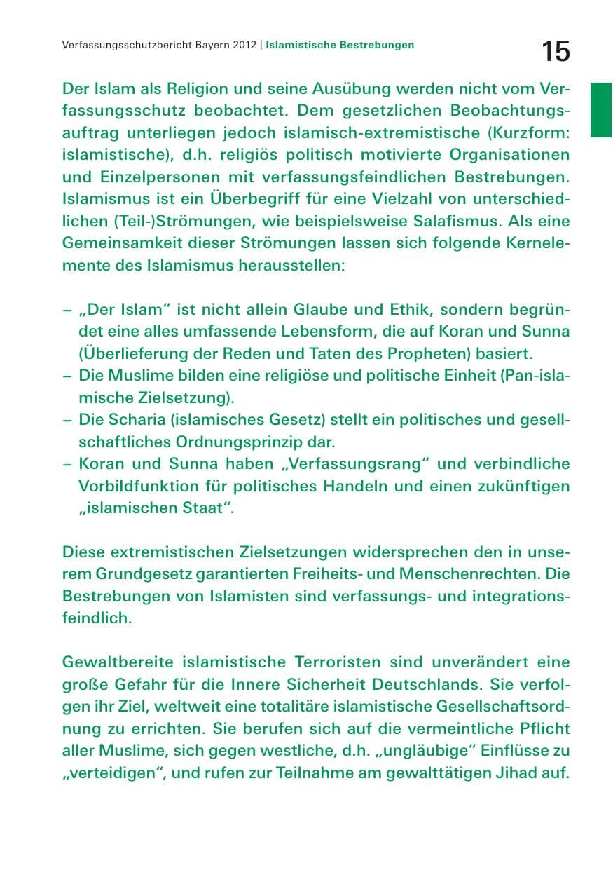 Seite 15 des Verfassungsschutzbericht 2012 Bayern