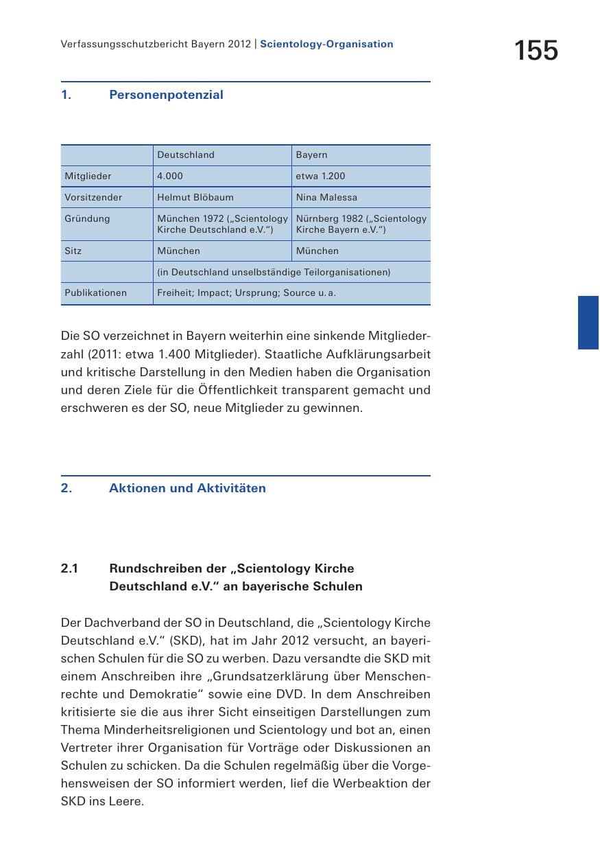 Seite 155 des Verfassungsschutzbericht 2012 Bayern