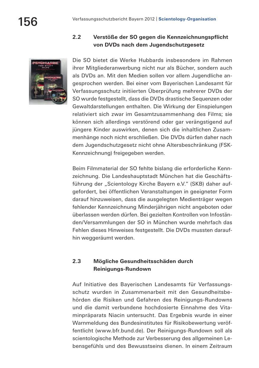 Seite 156 des Verfassungsschutzbericht 2012 Bayern