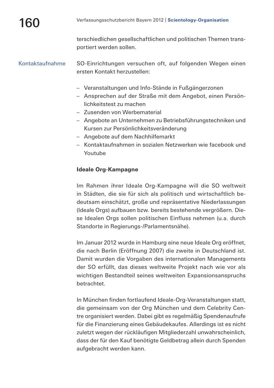 Seite 160 des Verfassungsschutzbericht 2012 Bayern