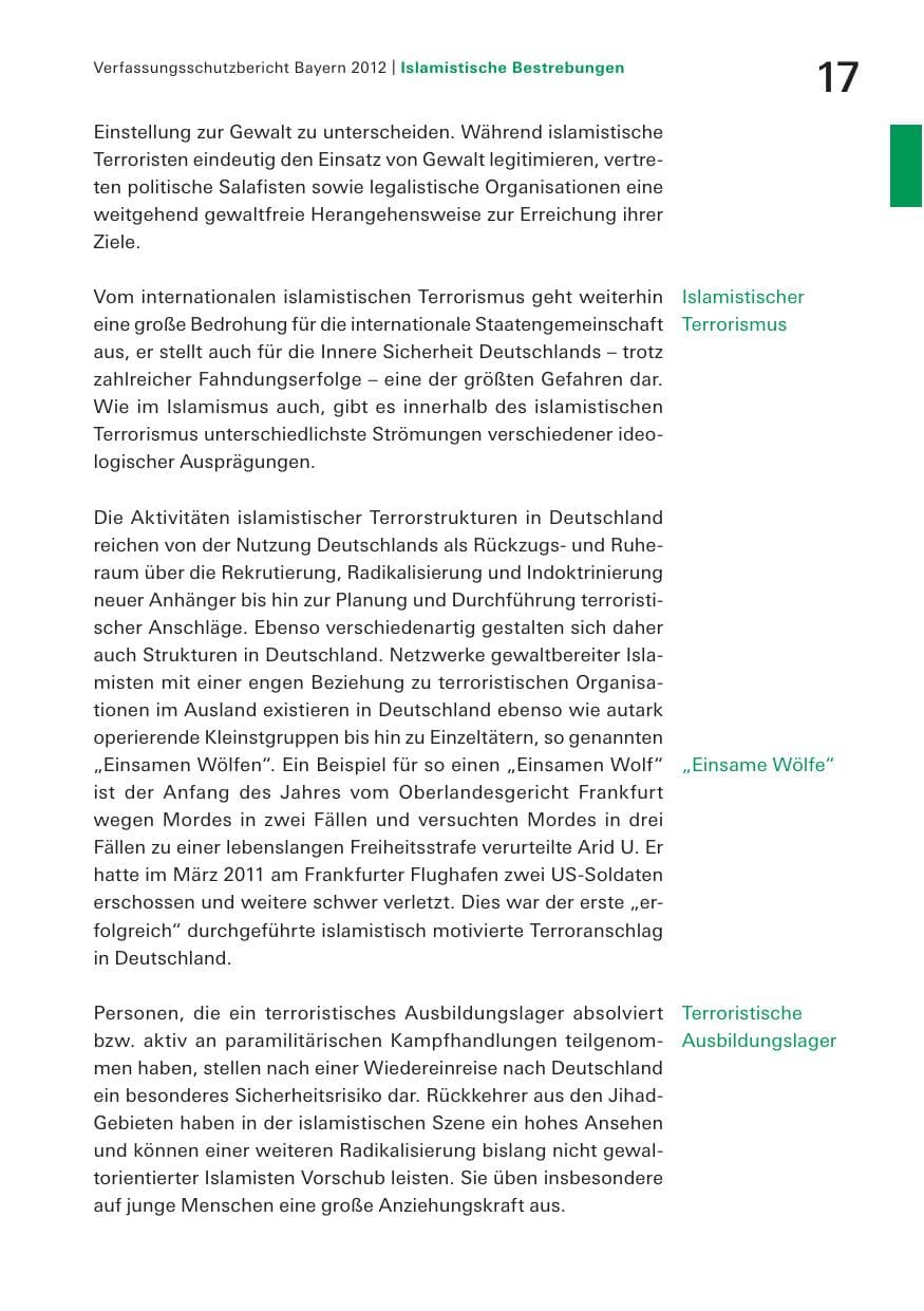 Seite 17 des Verfassungsschutzbericht 2012 Bayern