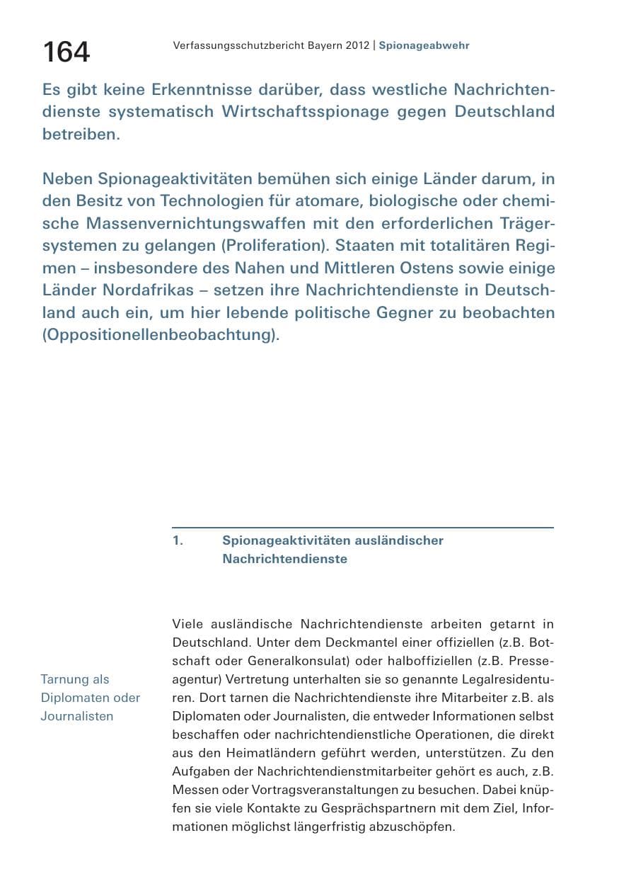 Seite 164 des Verfassungsschutzbericht 2012 Bayern
