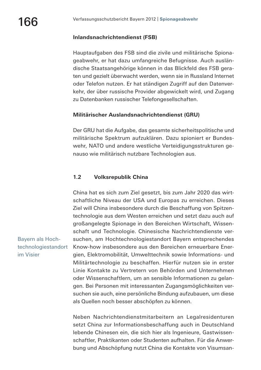 Seite 166 des Verfassungsschutzbericht 2012 Bayern