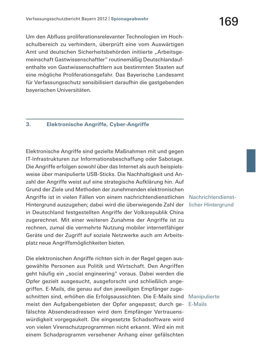 Seite 169 des Verfassungsschutzbericht 2012 Bayern