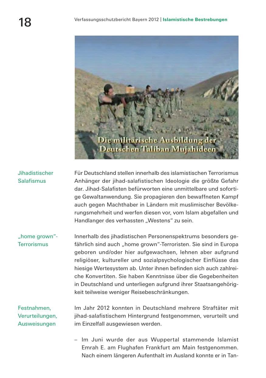 Seite 18 des Verfassungsschutzbericht 2012 Bayern