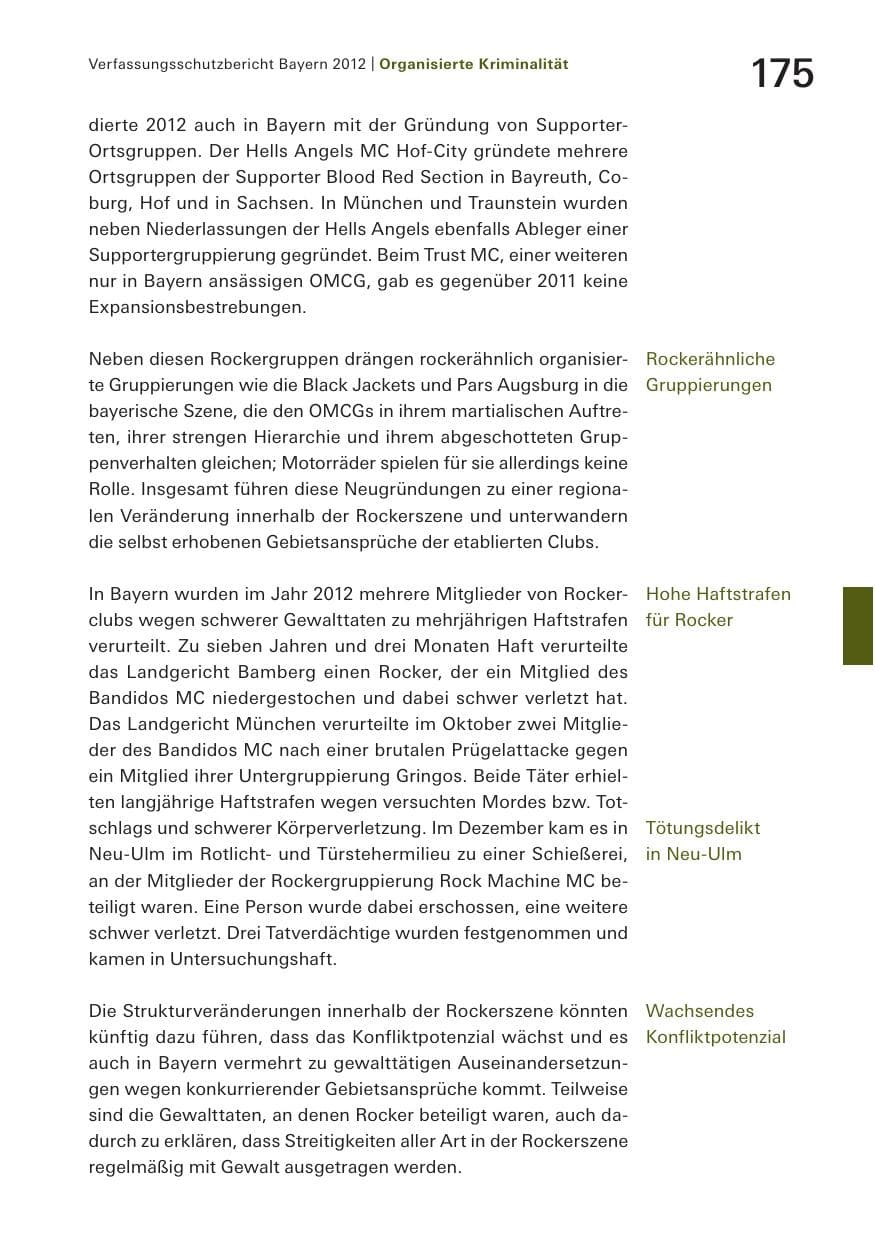 Seite 175 des Verfassungsschutzbericht 2012 Bayern
