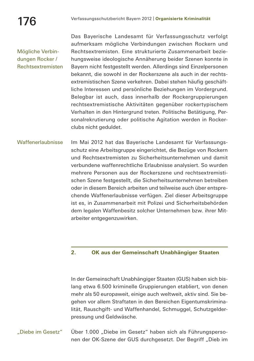 Seite 176 des Verfassungsschutzbericht 2012 Bayern