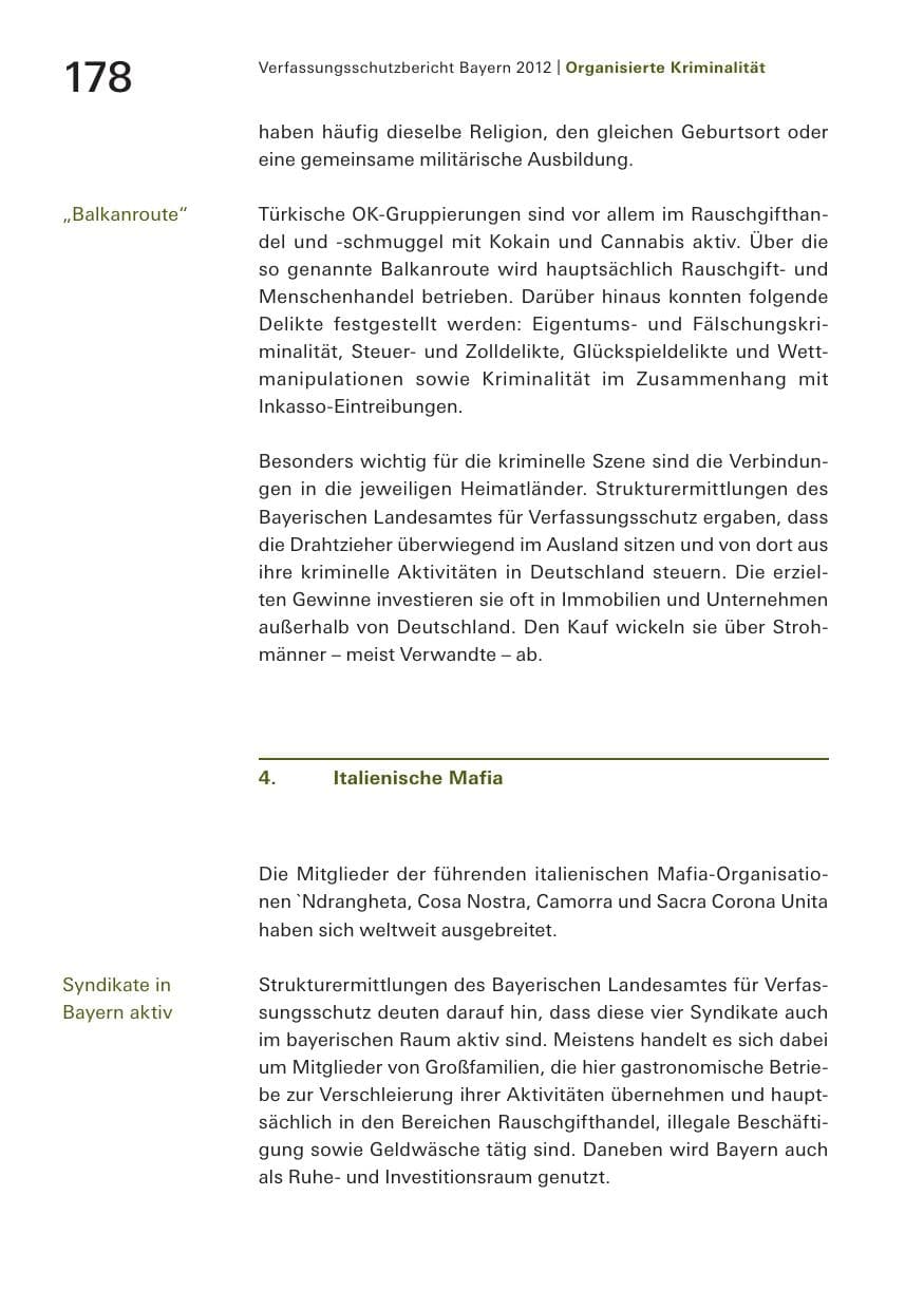Seite 178 des Verfassungsschutzbericht 2012 Bayern