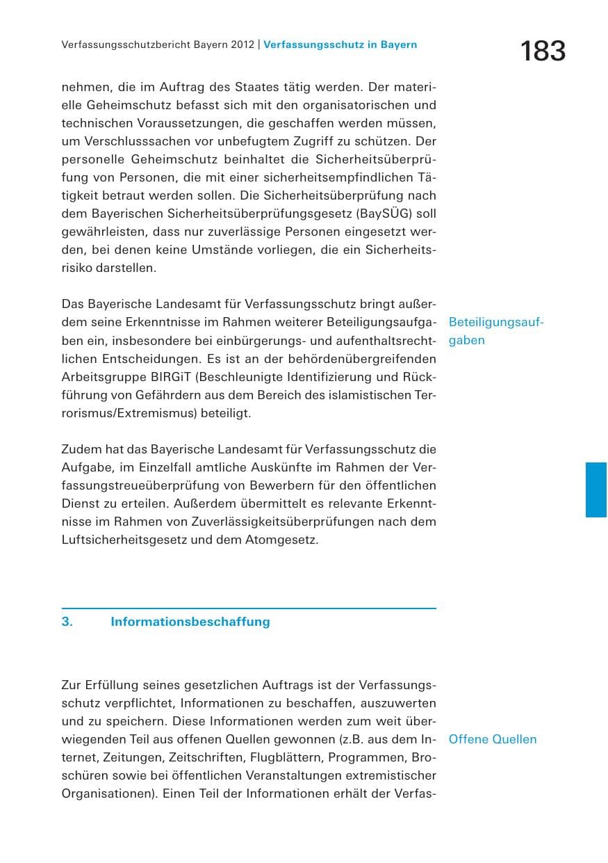 Seite 183 des Verfassungsschutzbericht 2012 Bayern