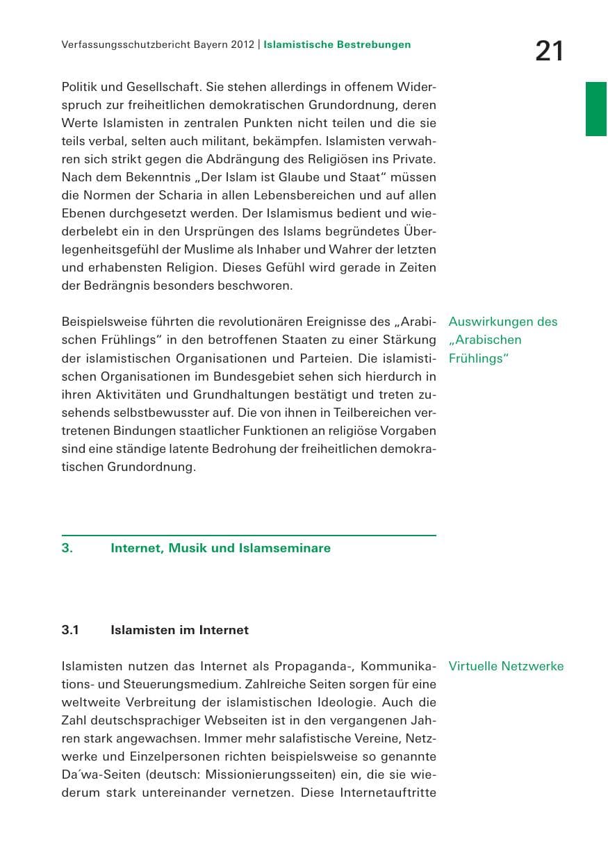 Seite 21 des Verfassungsschutzbericht 2012 Bayern