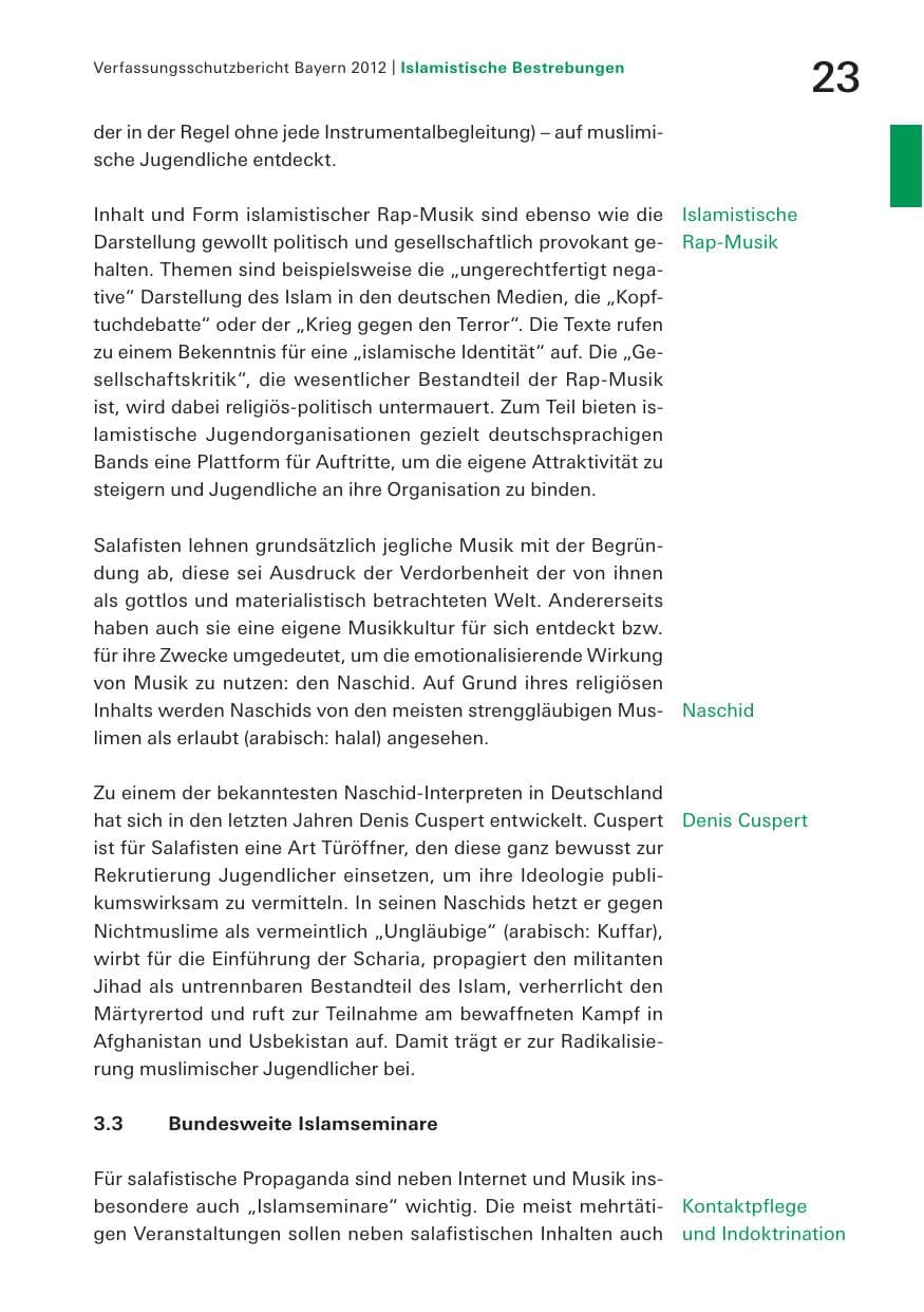 Seite 23 des Verfassungsschutzbericht 2012 Bayern