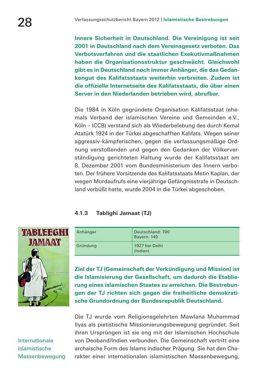 Seite 28 des Verfassungsschutzbericht 2012 Bayern