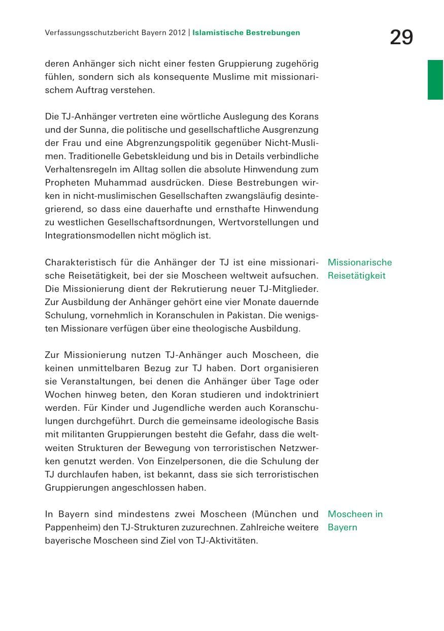 Seite 29 des Verfassungsschutzbericht 2012 Bayern