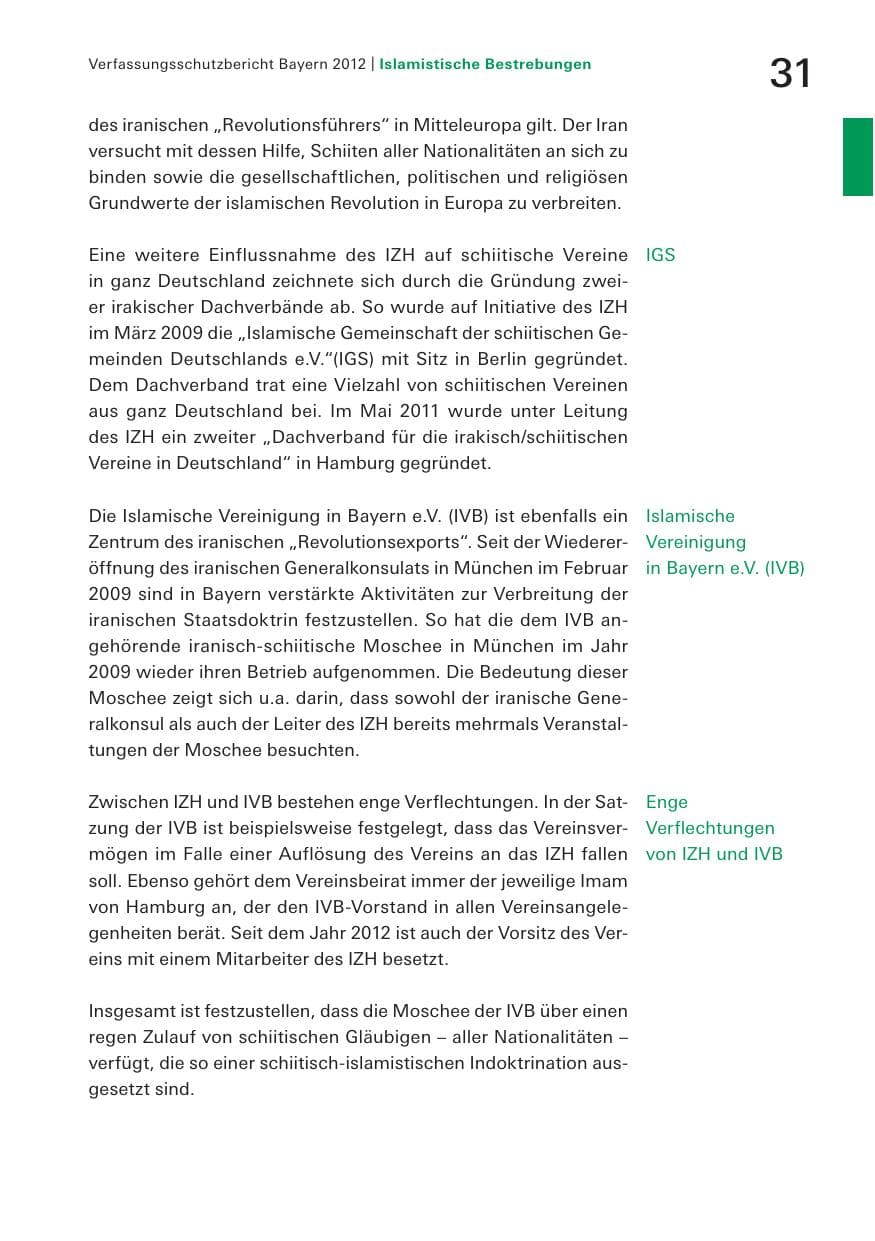 Seite 31 des Verfassungsschutzbericht 2012 Bayern