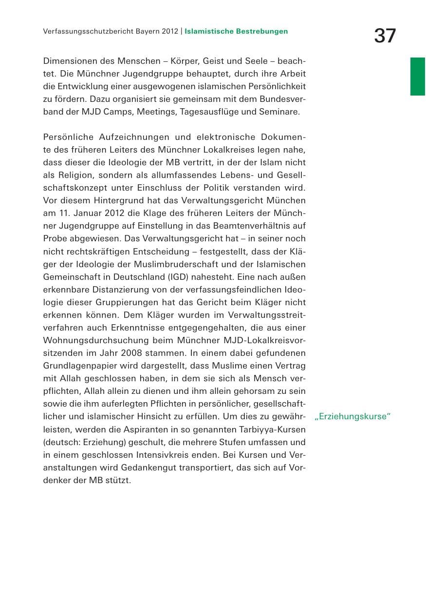 Seite 37 des Verfassungsschutzbericht 2012 Bayern