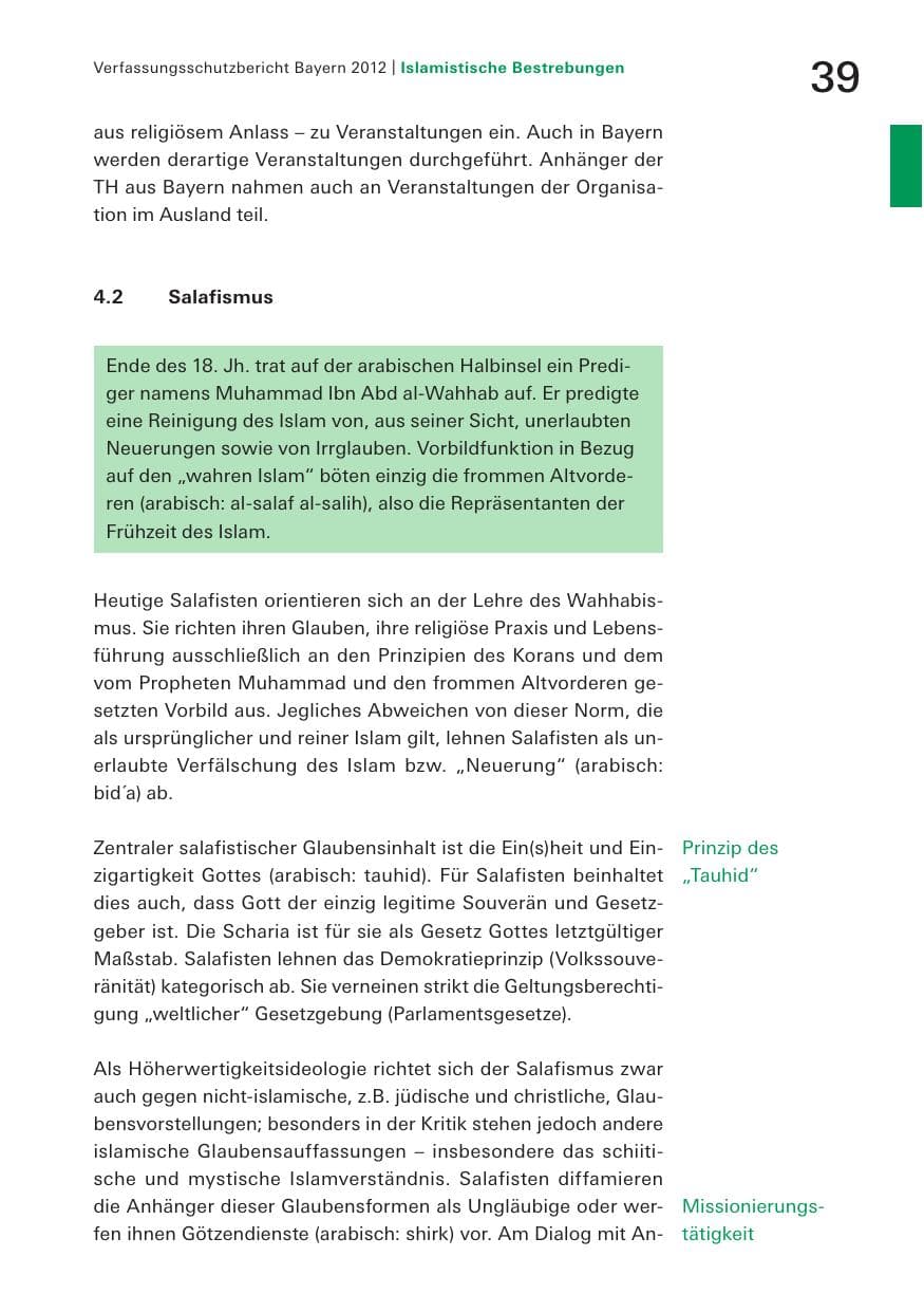 Seite 39 des Verfassungsschutzbericht 2012 Bayern