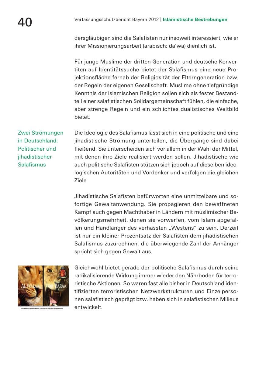 Seite 40 des Verfassungsschutzbericht 2012 Bayern